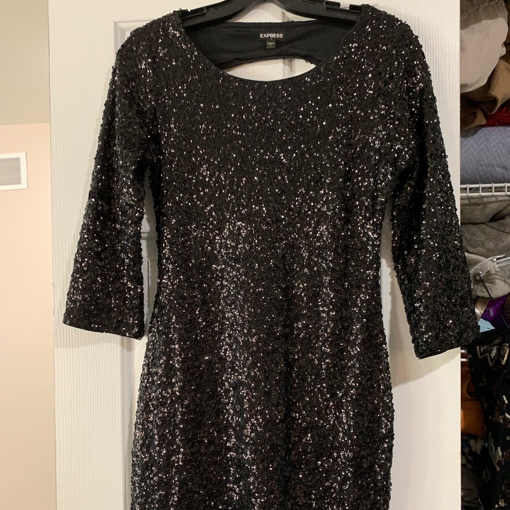 Express black sequin dress